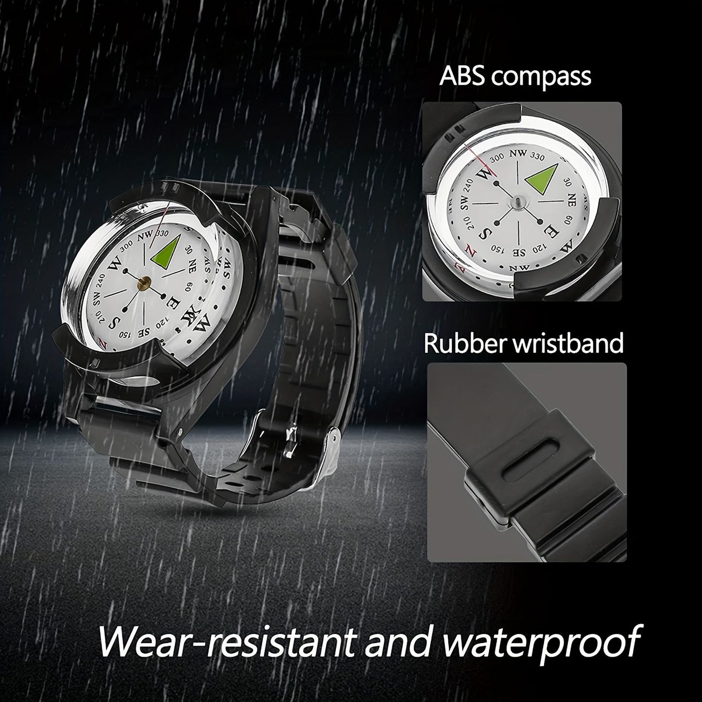 1pc portable accurate watch diving compass silicone strap image 7