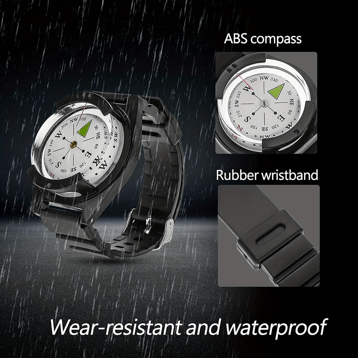 1pc portable accurate watch diving compass silicone strap image 7