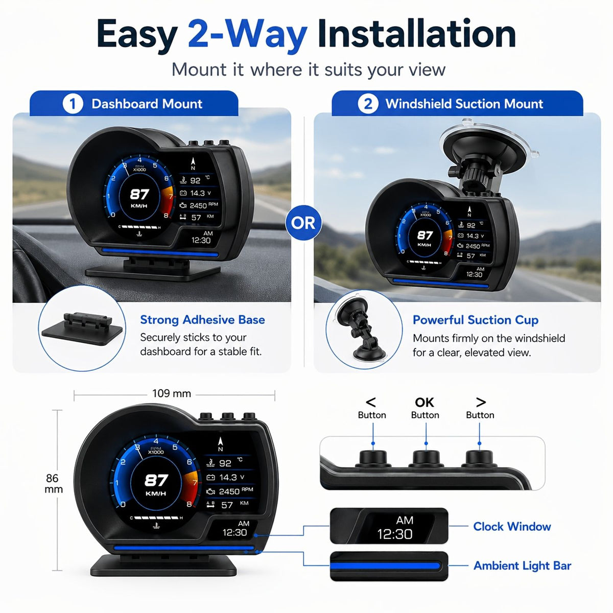 p6 gps car hud head display speedometer image 4