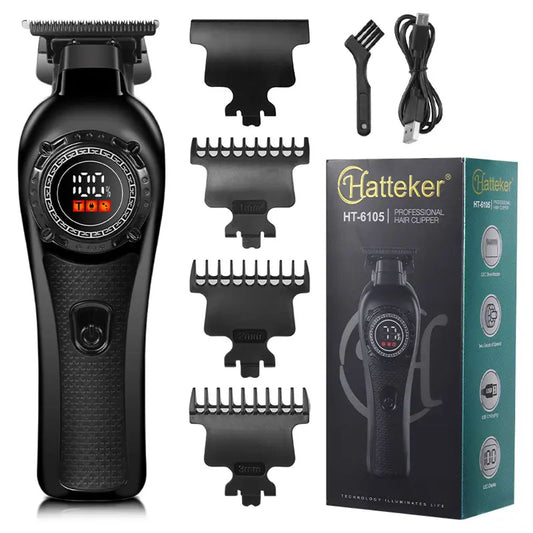 Professional Hair Clipper for Men,Cordless Electric Beard Trimmer Men, Sideburns and Beard Trimmer, Electric Shaver, Zero Gapped T-Blade Hair Trimmer with LCD Display and 3 Guide Combs
