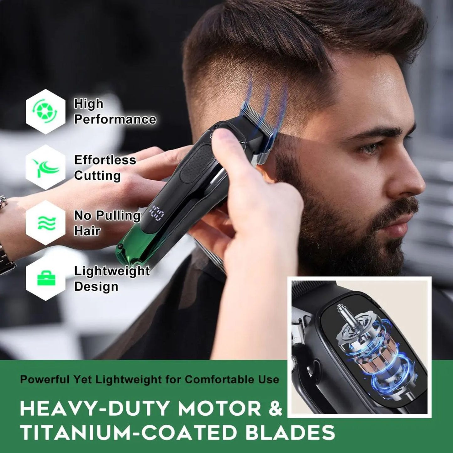 Hatteker Professional Hair Clippers Kit for Men, Cordless Clippers and Trimmers Set, Rechargeable Beard Trimmer,Hair-cutting Kit Barber Clippers for Salon and Home Use，Christmas Gift For Friend image 2