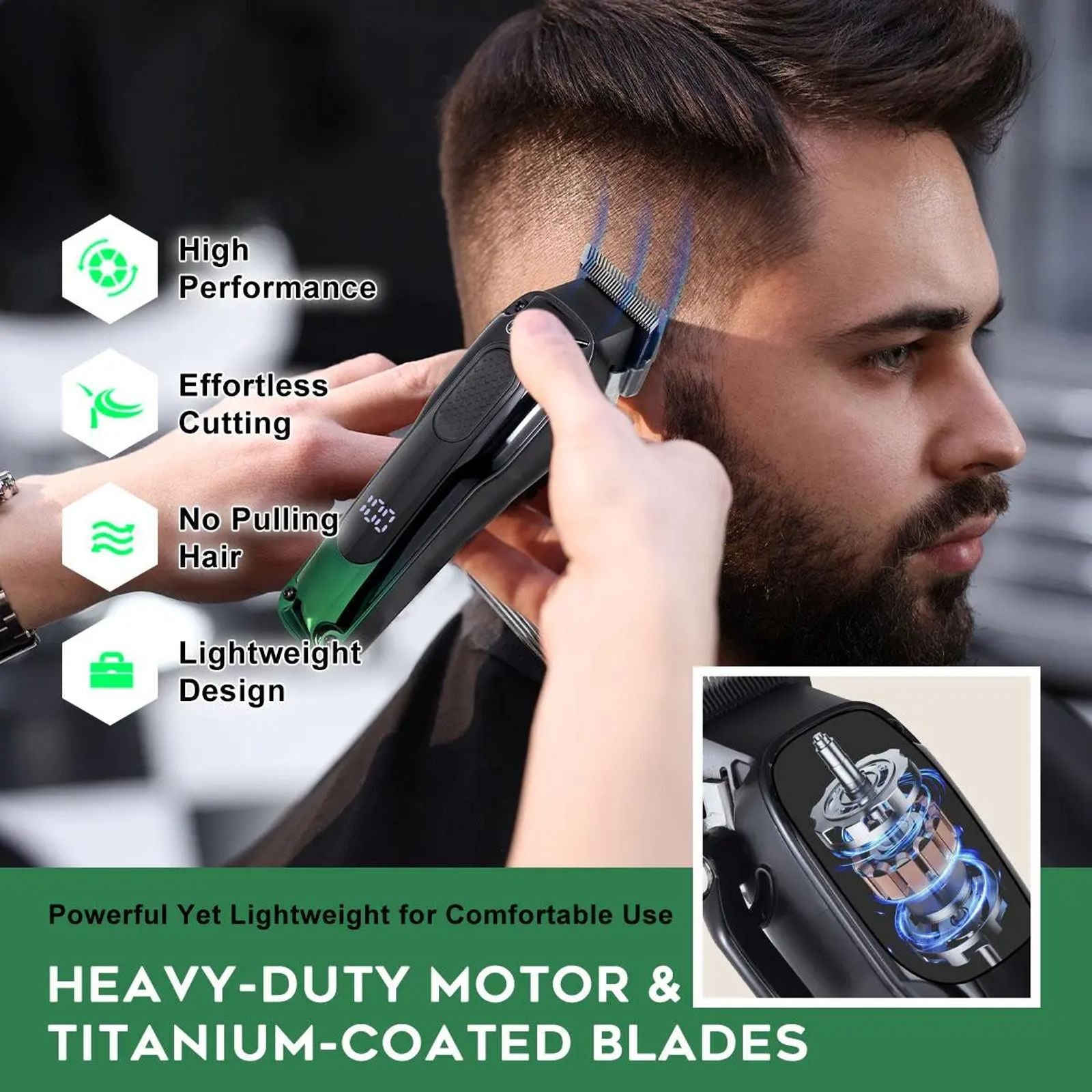 Hatteker Professional Hair Clippers Kit for Men, Cordless Clippers and Trimmers Set, Rechargeable Beard Trimmer,Hair-cutting Kit Barber Clippers for Salon and Home Use，Christmas Gift For Friend image 2