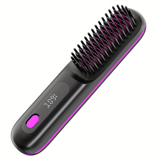 cordless hair straightener brush rapid heating hot comb hair