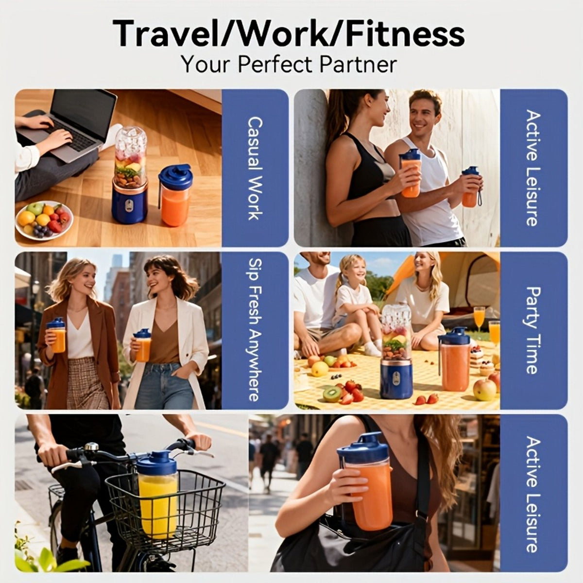 portable 6 blade multifunctional juicer two detachable cups image 9