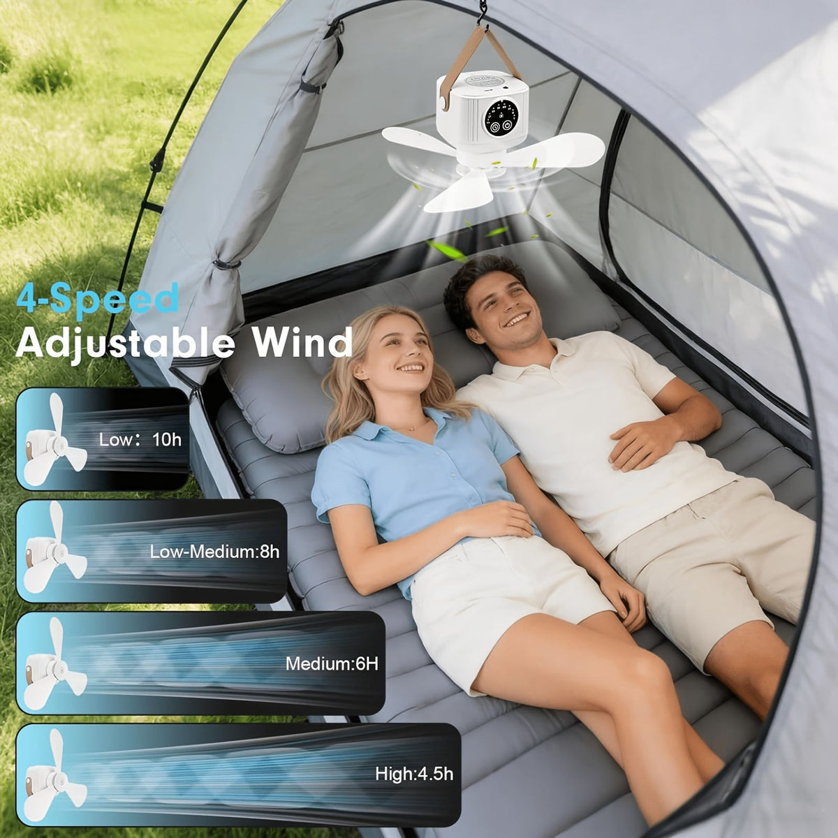 versatile 2 in 1 camping fan led light remote usb image 3