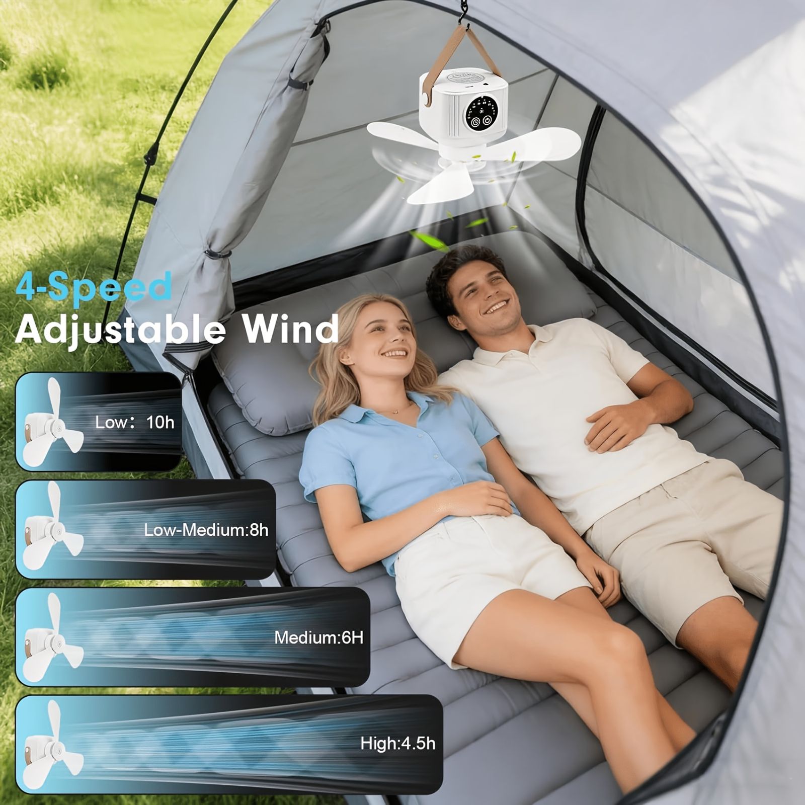 versatile 2 in 1 camping fan led light remote usb image 3
