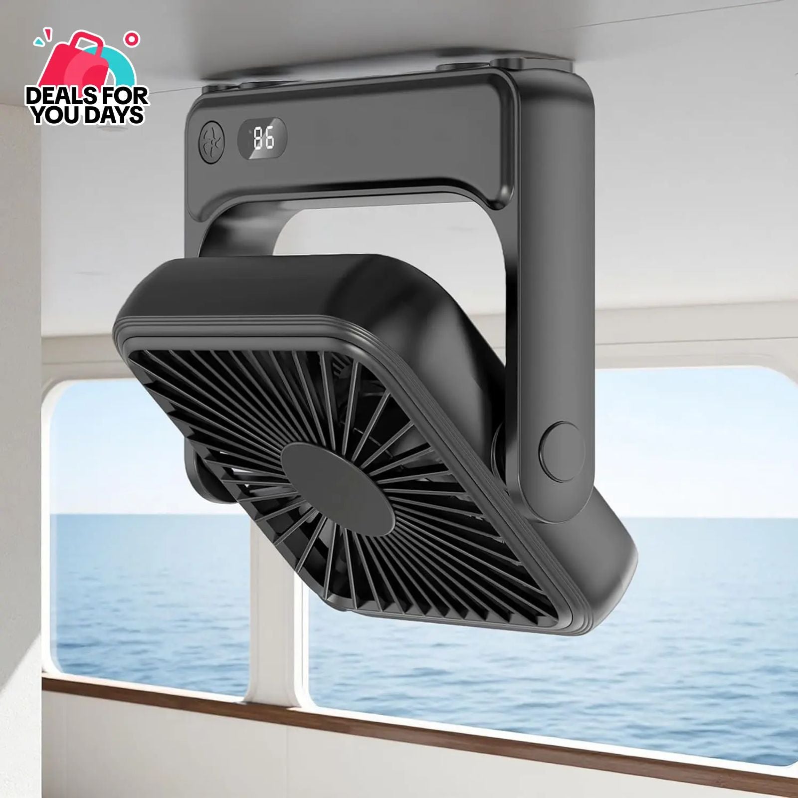 10000mAh Magnetic Ceiling Fan with Light, Rechargeable Hanging Fan with Remote Control, Up to 20H Runtime, Portable Fan for RV Camper Tent Bedroom, Timer & Battery Display image 2