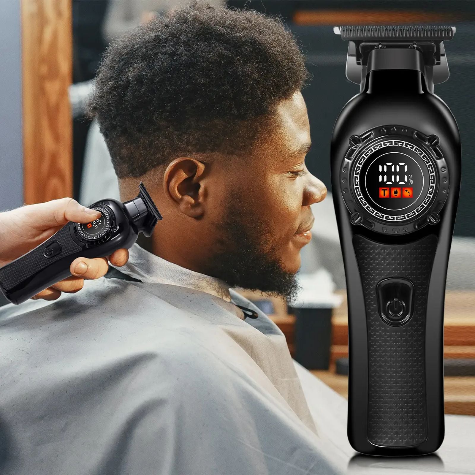 Professional Hair Clipper for Men,Cordless Electric Beard Trimmer Men, Sideburns and Beard Trimmer, Electric Shaver, Zero Gapped T-Blade Hair Trimmer with LCD Display and 3 Guide Combs image 3