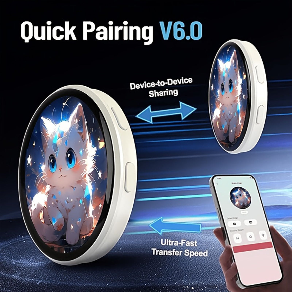 2026新款电子徽章，带显示屏，动态触控，高帧率，600mah电池续航，蓝牙6.0，usb磁吸充电，动漫胸针与数码徽章兼 image 3