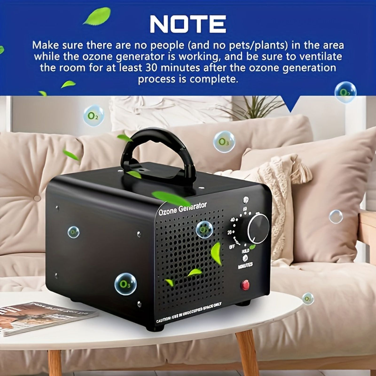 36 000毫克/小时臭氧发生器，商用臭氧机除味设备，大容量o3离子空气净化除臭器，适用于家庭/卧室 烟味 宠物及油漆气 image 4