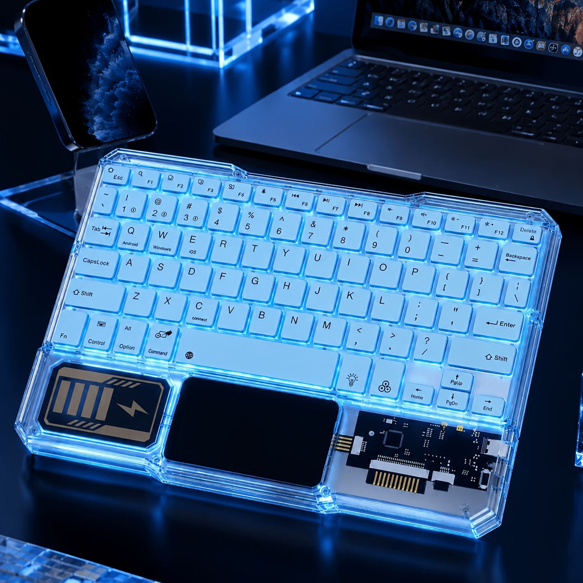 transparent wireless bt keyboard ultra rechargeable rgb image 7