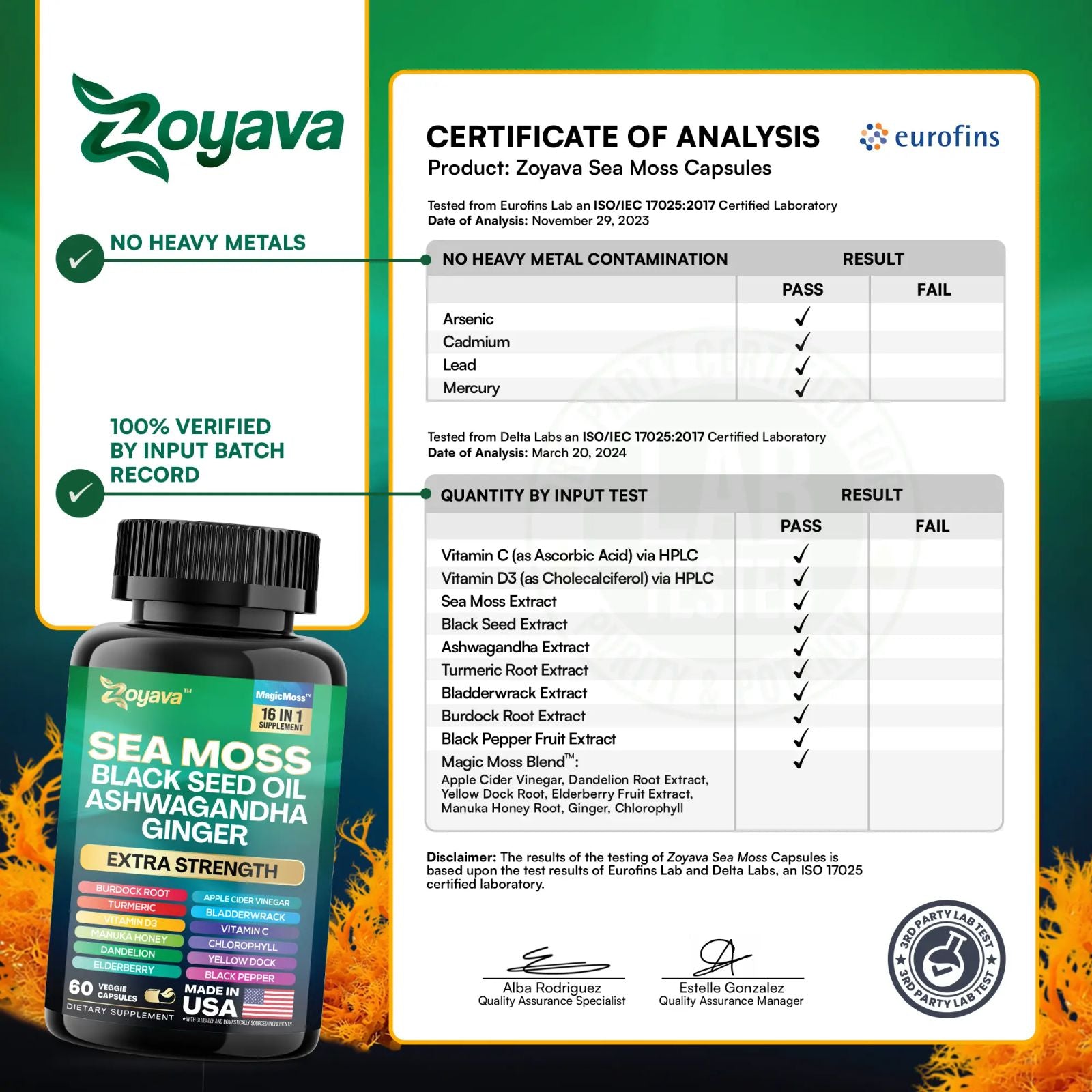 Zoyava Sea Moss Supplement - All-in-One Multivitamin with Black Seed Oil, Ashwagandha & 15+ Extra Strength Ingredients - 60 Capsules - MADE IN USA image 4