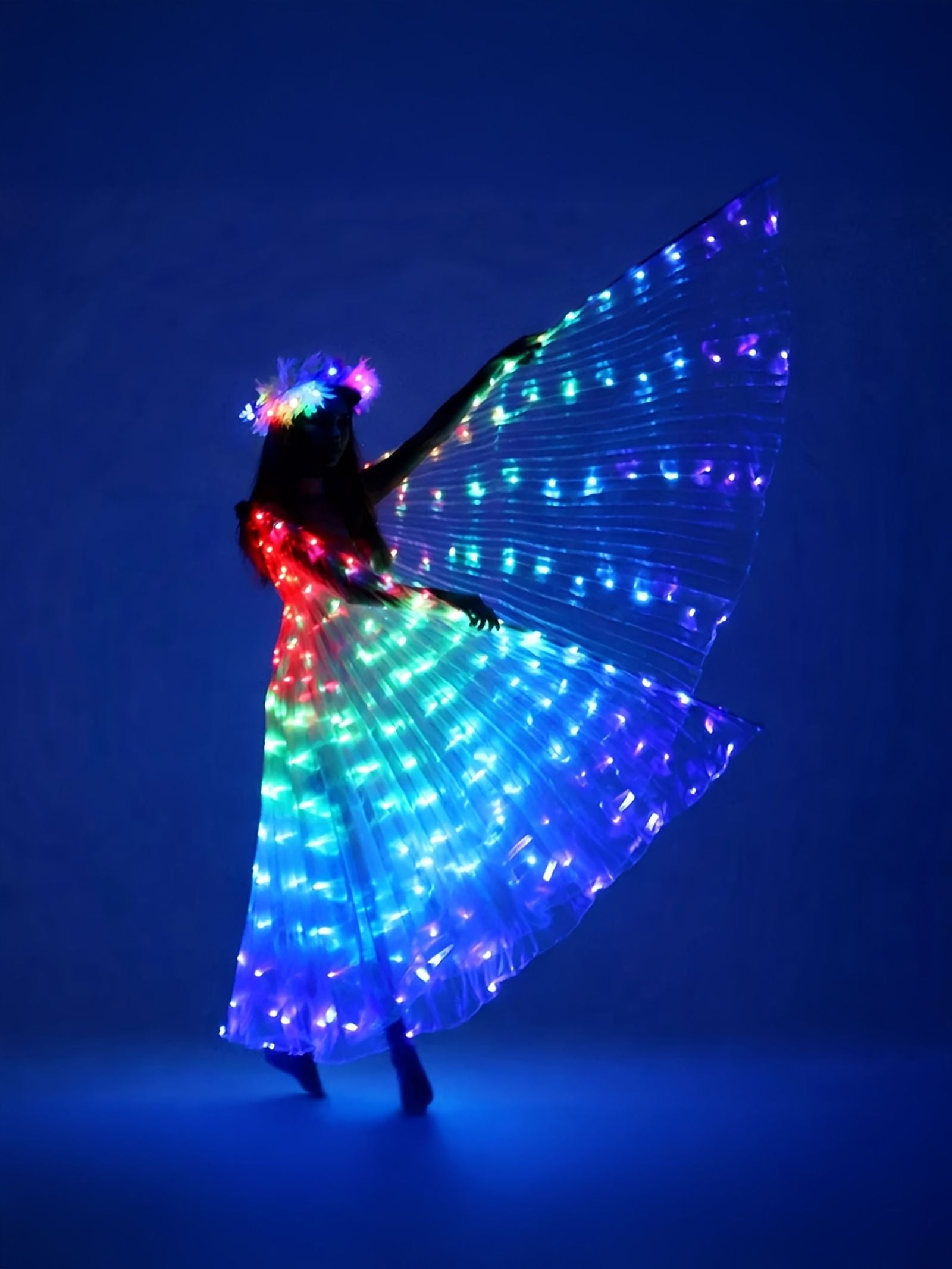 加大码led发光服饰套装——柔韧高亮360°发光翅膀与斗篷，可弯曲灯带适用于圣诞 锐舞 舞蹈及舞台表演 | 加大码及均码 image 6