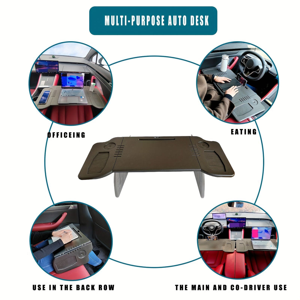 foldable car workstation folding table car cup holder car image 5