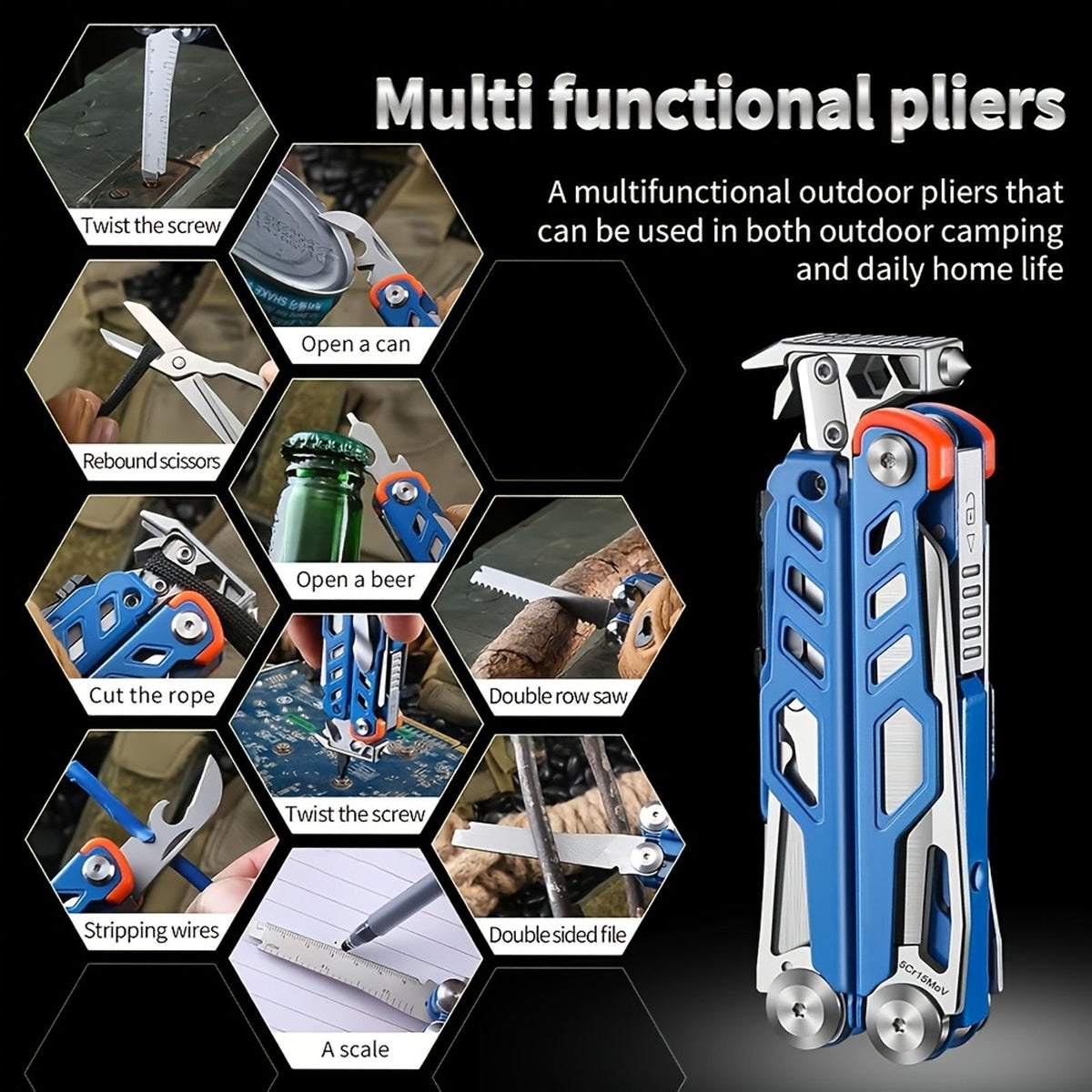 23 in 1 multitool pliers stainless steel camping survival image 10