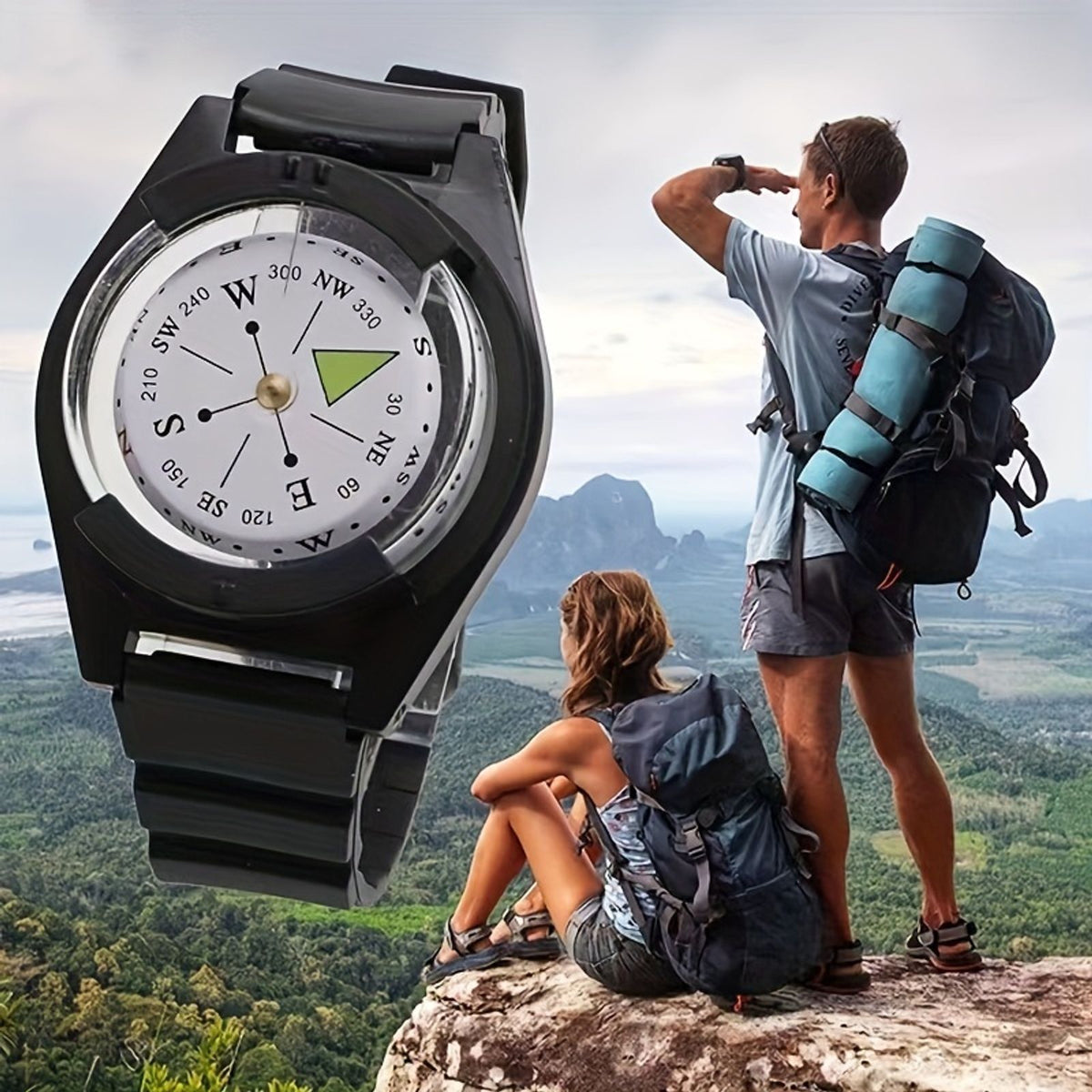 1pc portable accurate watch diving compass silicone strap image 2