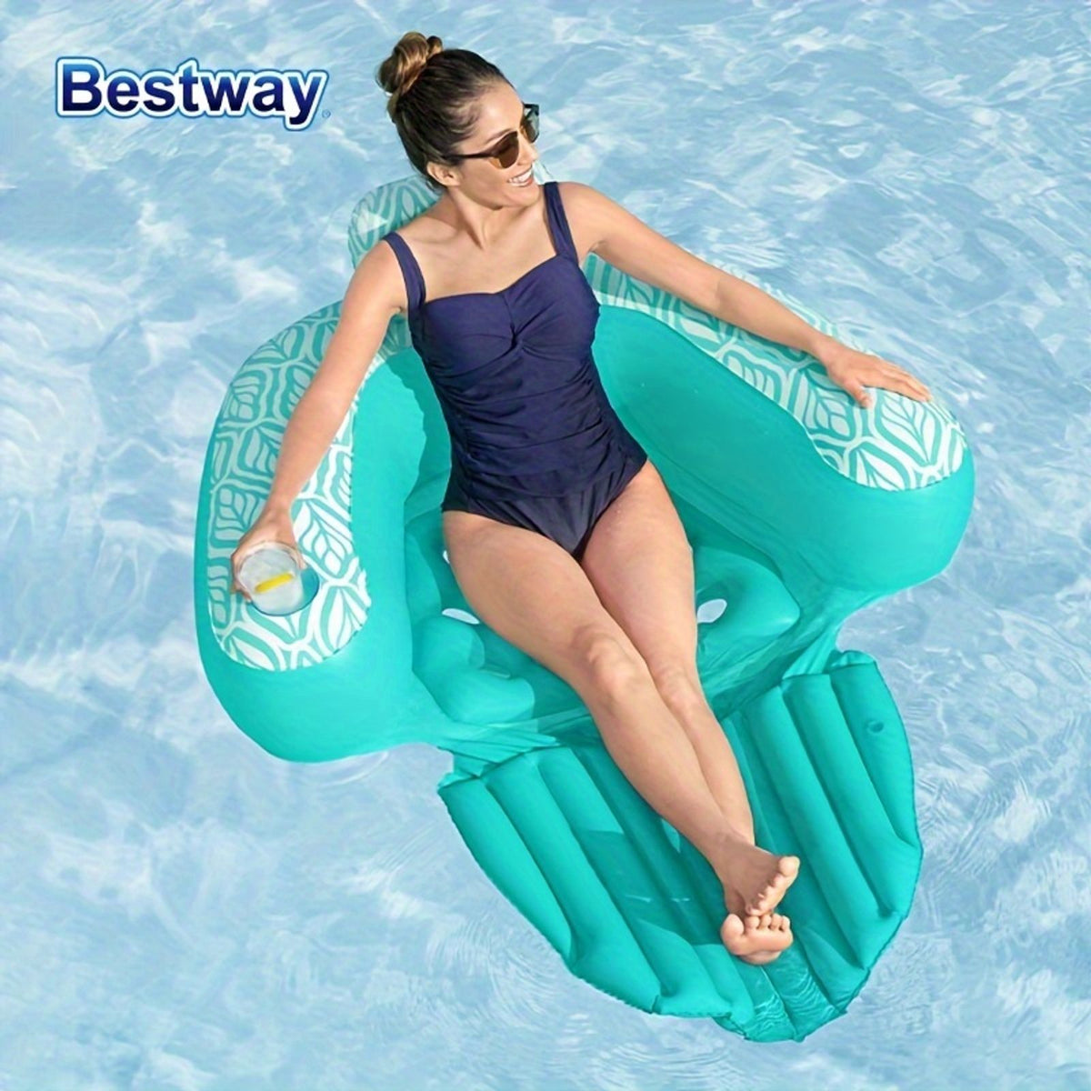portable inflatable pool lounge chair backrest cup image 2