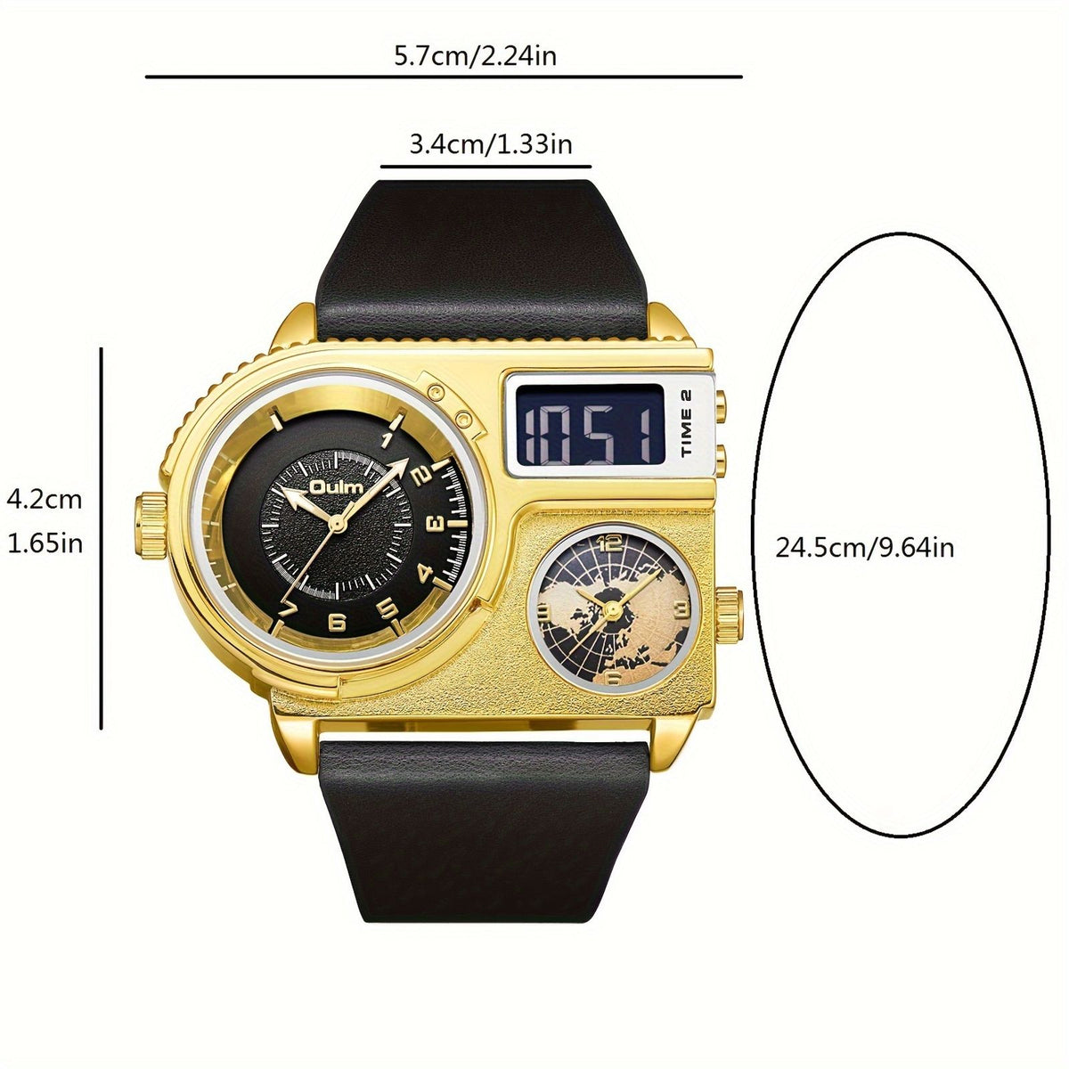 mens watch large dial quartz movement image 2