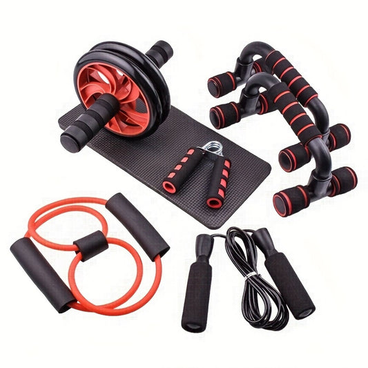 7pcs set complete ab workout set push stand ab wheel mini