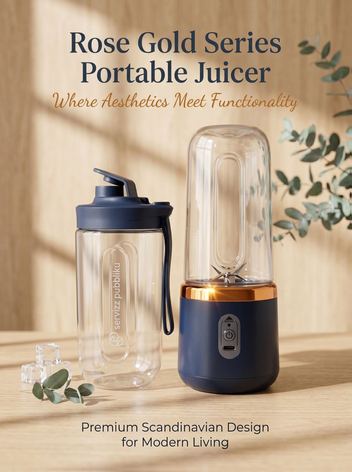 portable 6 blade multifunctional juicer two detachable cups image 2