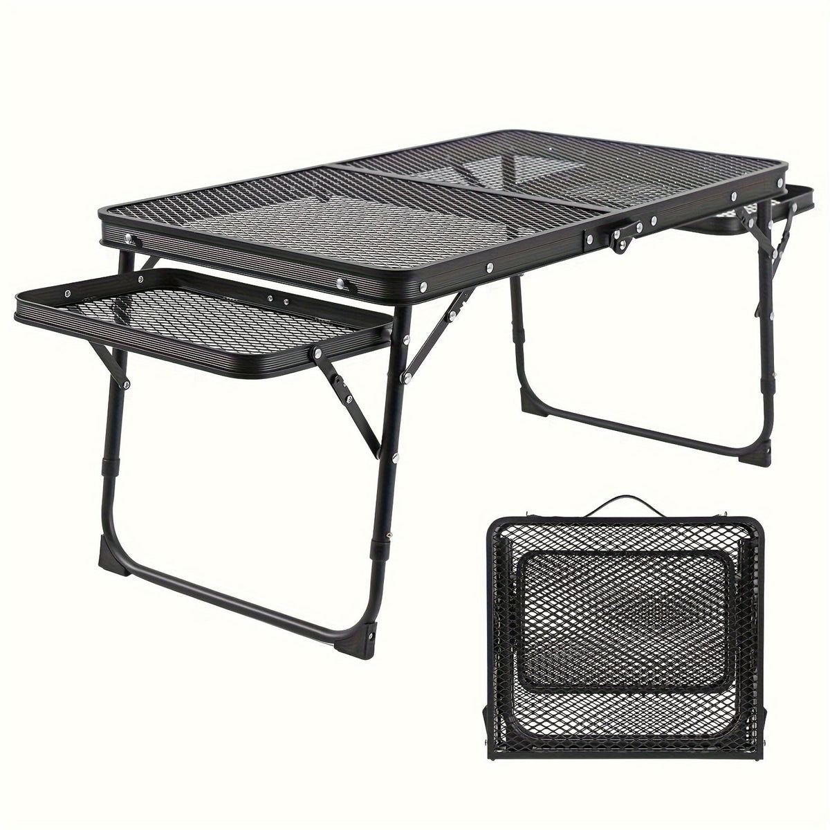 folding table 2 wingboards camping table mesh top height