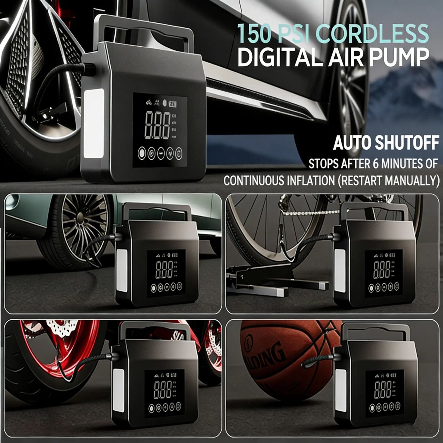 【Hieha】Portable Car Jump Starter 4000A UltraSafe with 150PSI Tire Inflator, Diesel Engines, 15000mAh Power Bank, LED Light, Upgraded Cooling Fan & Motherboard|Genuine version| image 6