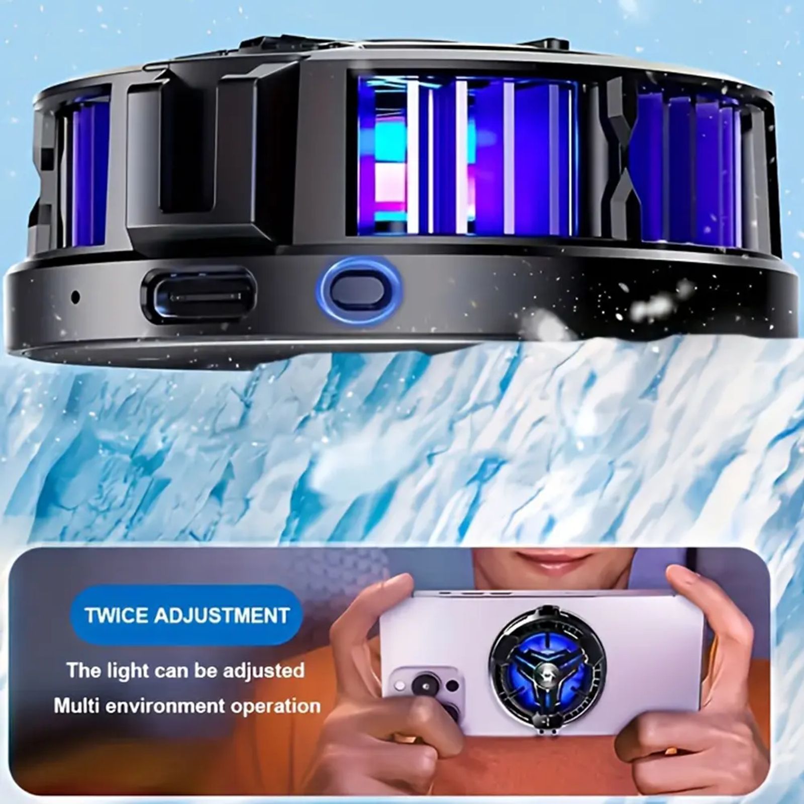Magnetic Phone Cooler, Universal Cellphone Radiator with Removable Grip, Temperature Display, Portable RGB Cooling Cell Phone Fan Compatible with iPhone/Android/Tablet/iPad image 5