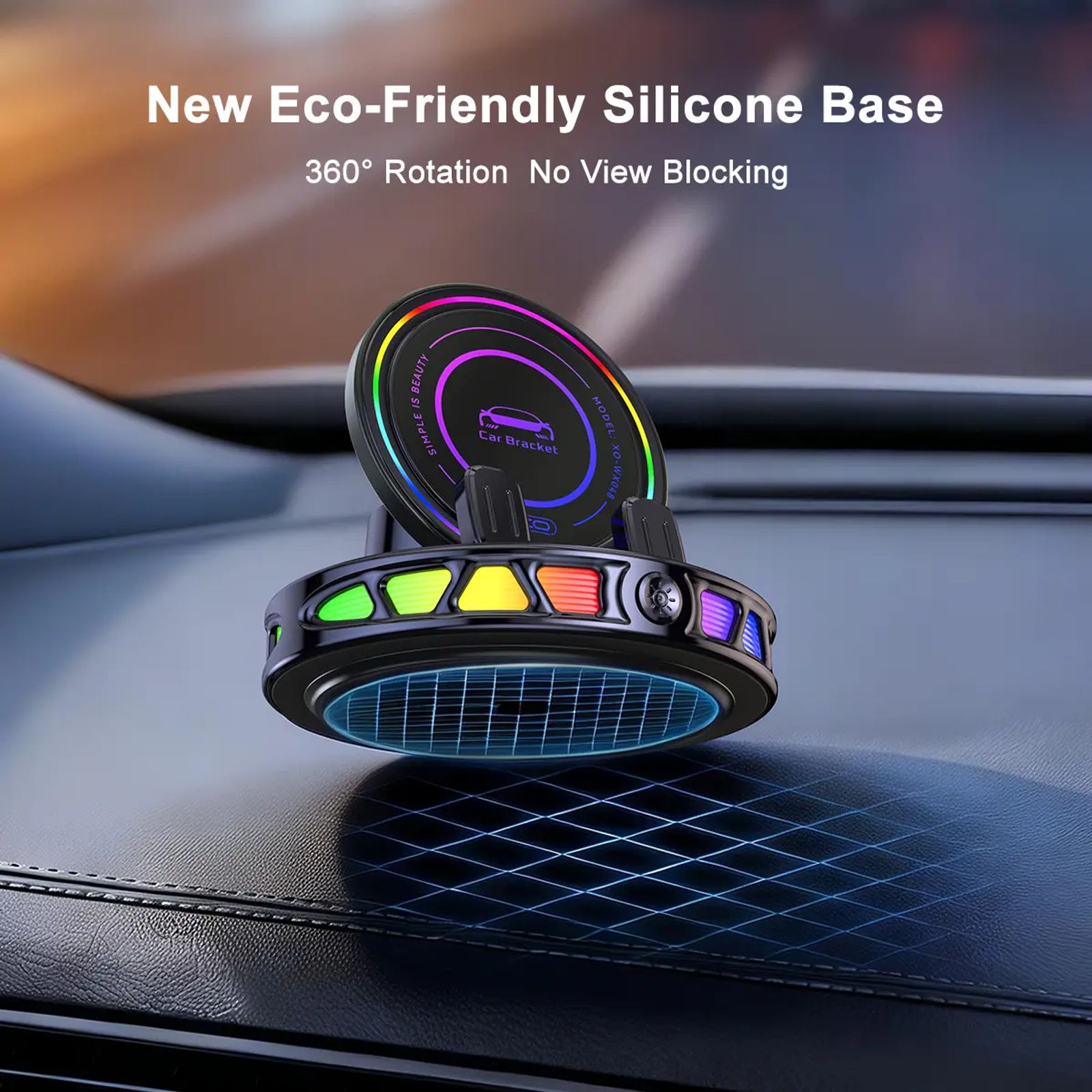 【DealsForYouDays】360° Rotating Wireless Charging Car Phone Mount with RGB Ambient Light – Ultra-Stable Vacuum Suction & Auto-Lock Gravity Holder for Dashboard & Windshield, Fits iPhone & Android image 6