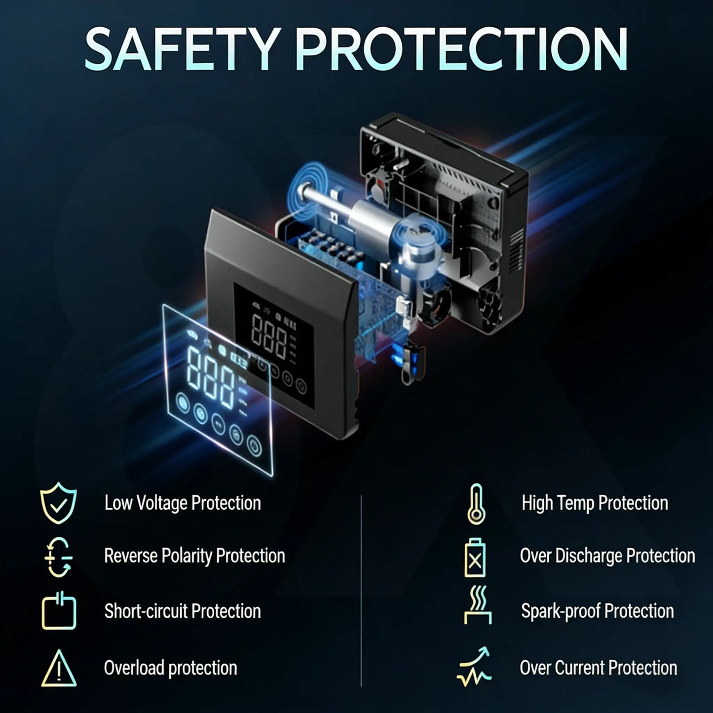 【Hieha】Portable Car Jump Starter 4000A UltraSafe with 150PSI Tire Inflator, Diesel Engines, 15000mAh Power Bank, LED Light, Upgraded Cooling Fan & Motherboard|Genuine version| image 5
