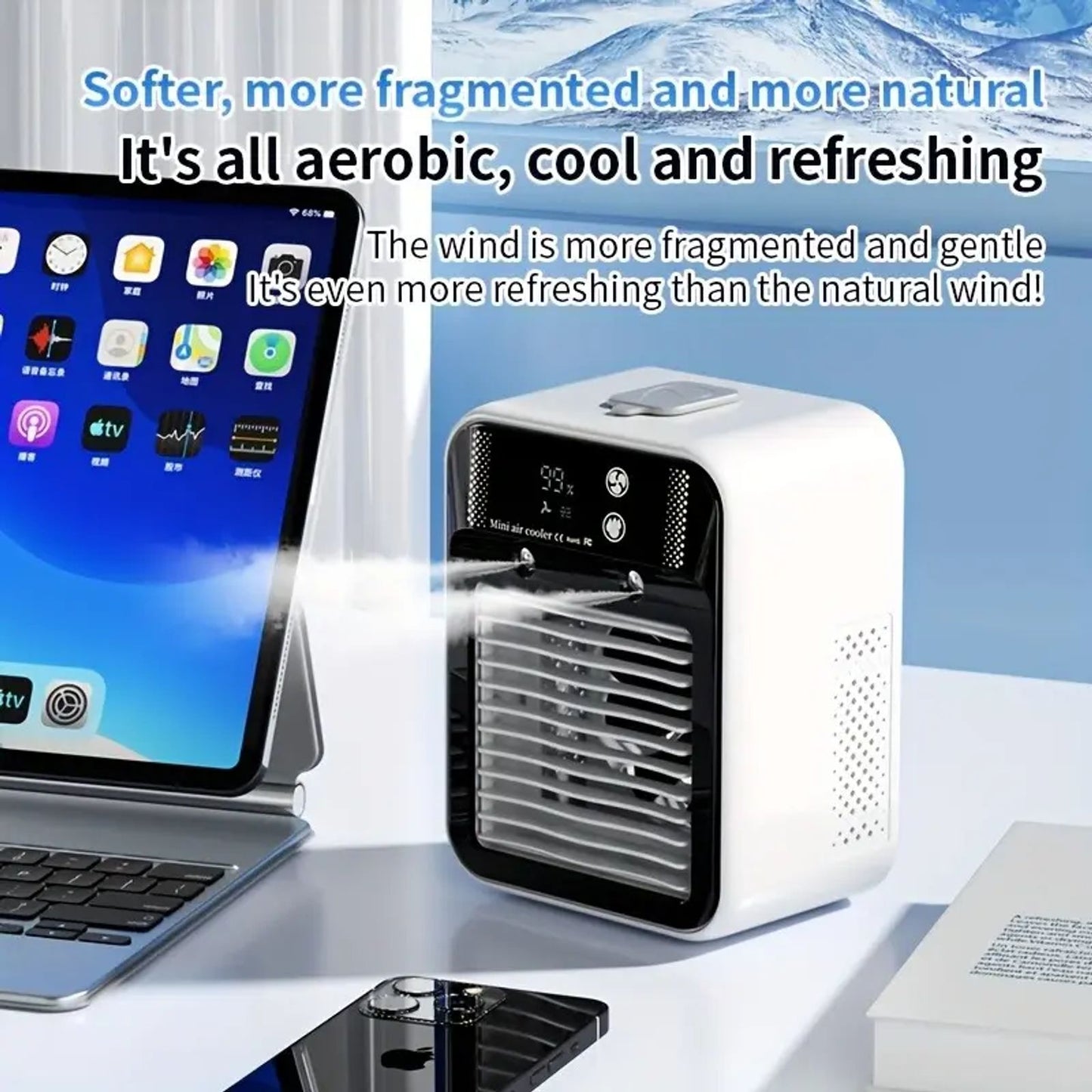 Fan Portable Air 3-in-1 Fan with 2 Mist Speeds – Personal Mist Cooler for Bedroom, Office & Camping Fan 2026 image 3