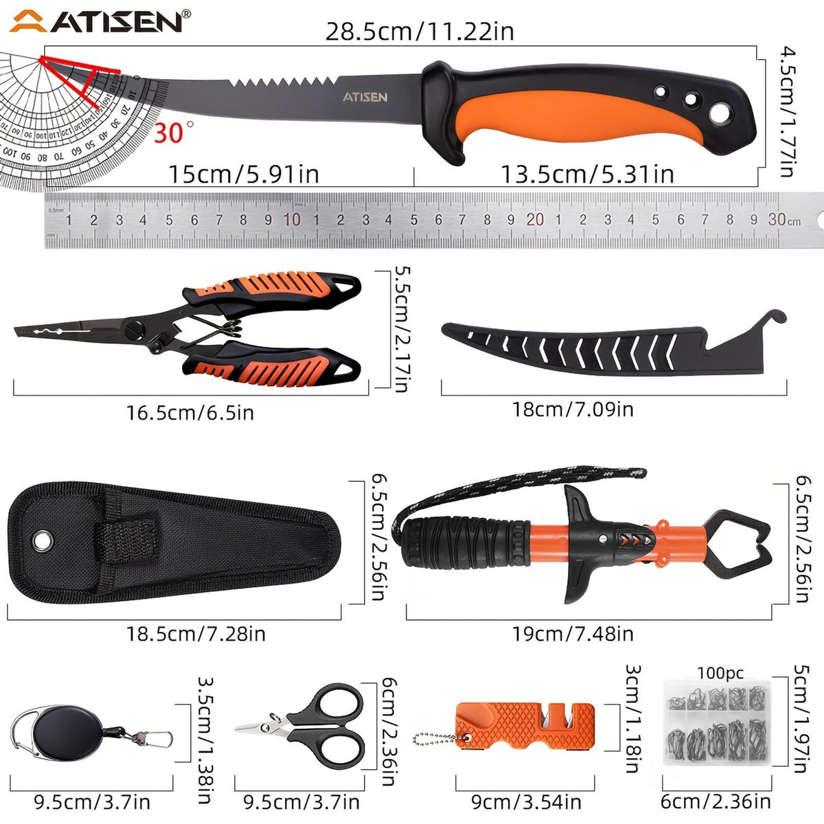 fish knife set bait knife shrimp tongs knife image 2