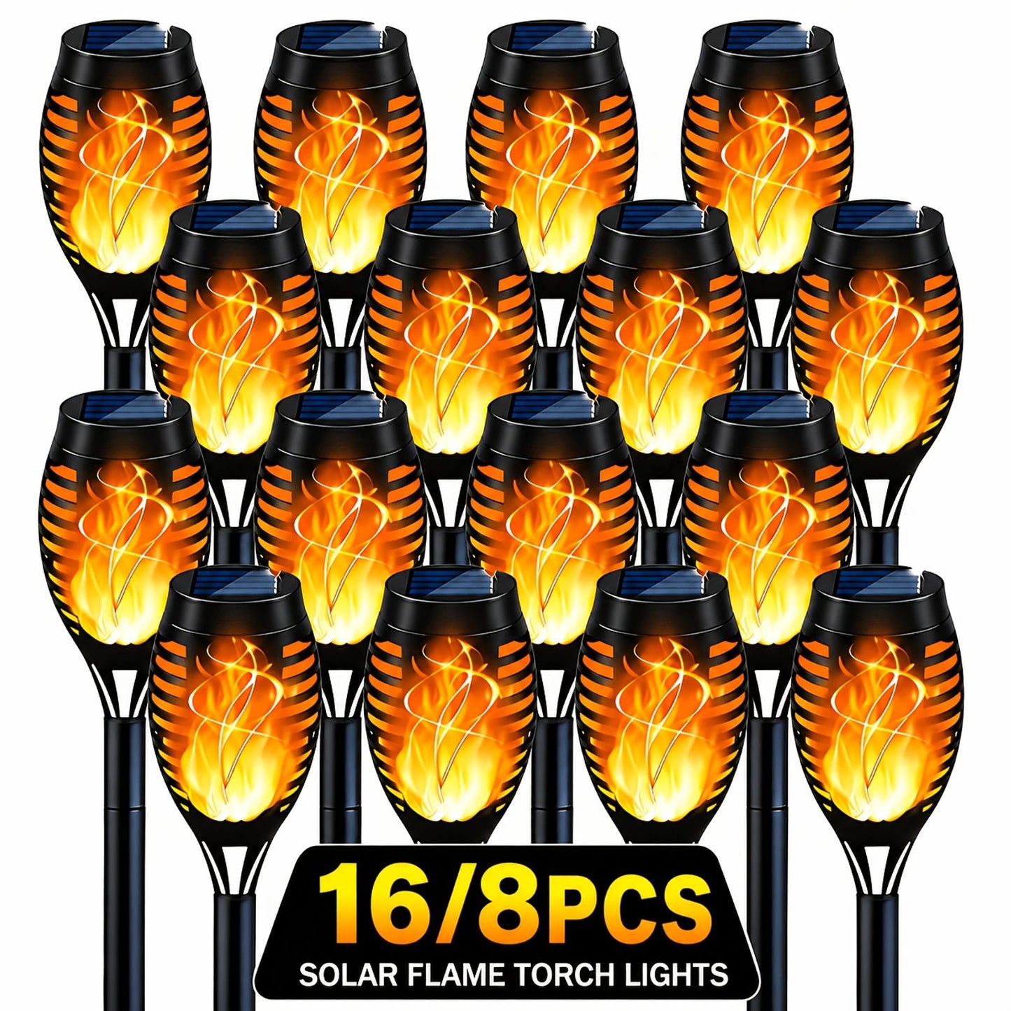 16/8戶外太陽能火炬燈，智能光控，帶閃爍火焰的太陽能燈，升級版太陽能火炬，適用於花園草坪裝飾，太陽能戶外燈，適合庭院戶 image 2