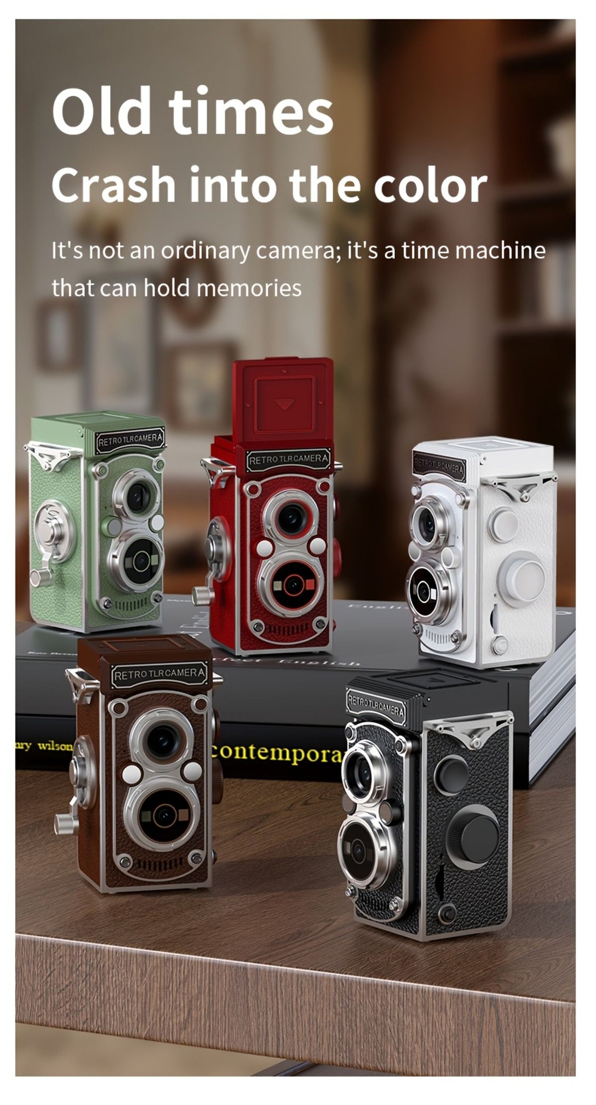 mini retro digital camera 1080p hd video recording tripod image 5