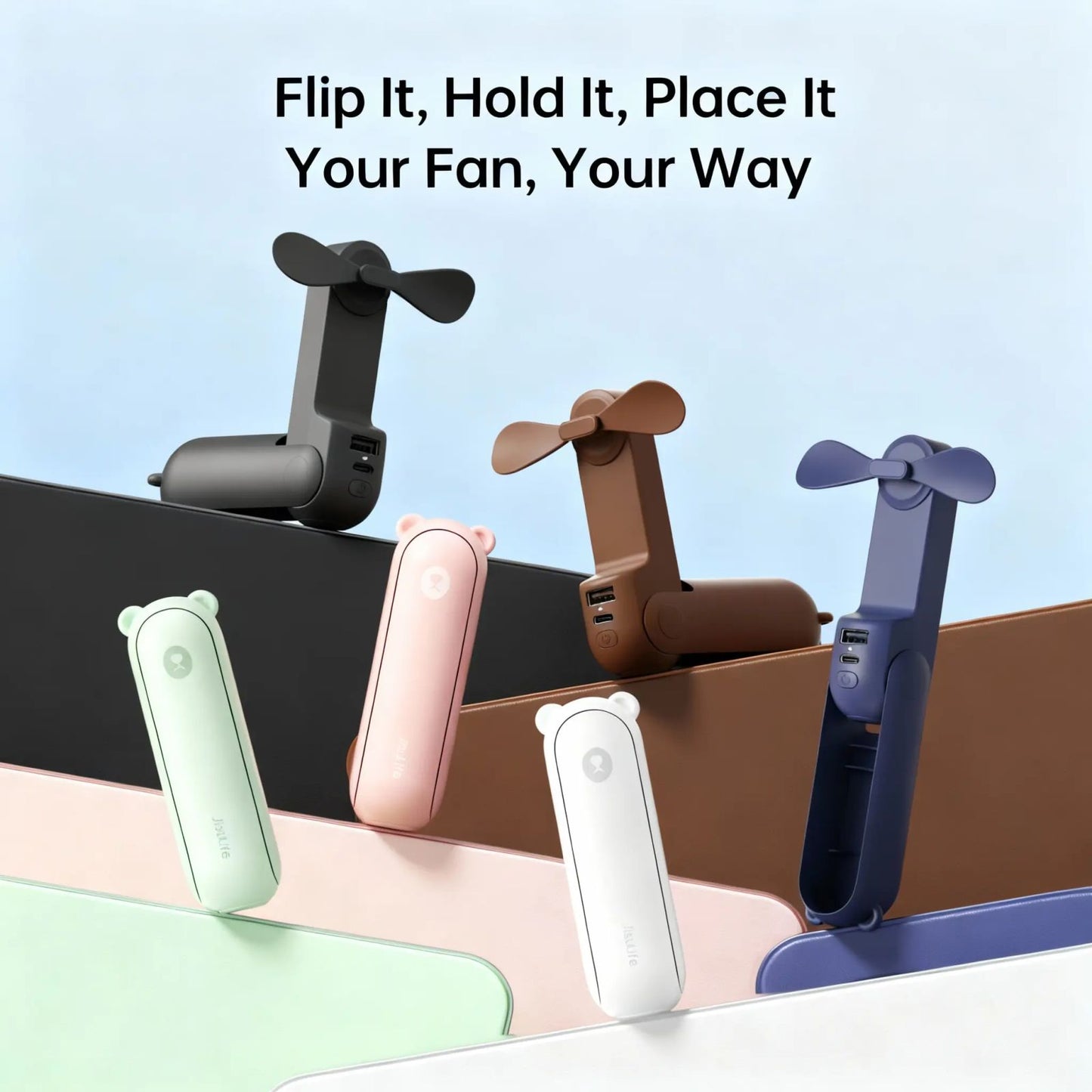 JISULIFE Handheld Mini Portable Fan - 3-in-1 Tech Gadget, Tools and Gadgets with 4500mAh/2000mAh Rechargeable Battery, USB Fan, Power Bank, Flashlight - Father's Day Gifts, Mens Gifts for Travel, Daily Use image 8