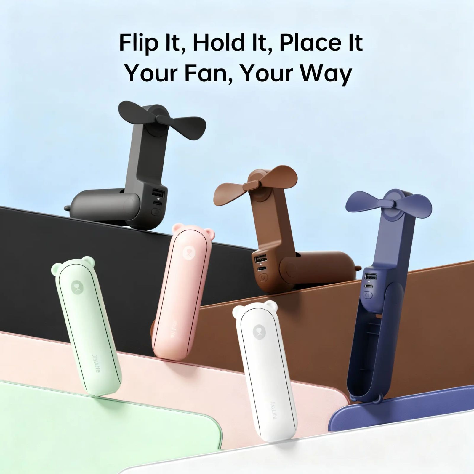 JISULIFE Handheld Mini Portable Fan - 3-in-1 Tech Gadget, Tools and Gadgets with 4500mAh/2000mAh Rechargeable Battery, USB Fan, Power Bank, Flashlight - Father's Day Gifts, Mens Gifts for Travel, Daily Use image 8