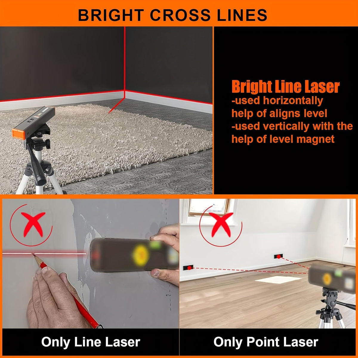 portable magnetic laser level multi purpose 15ft cross level image 8