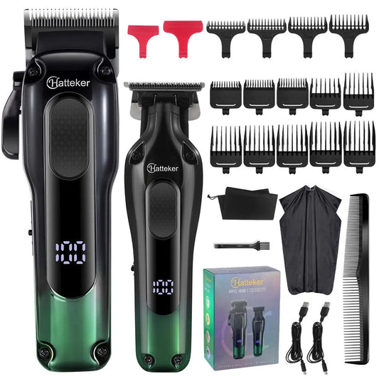Hatteker Professional Hair Clippers Kit for Men, Cordless Clippers and Trimmers Set, Rechargeable Beard Trimmer,Hair-cutting Kit Barber Clippers for Salon and Home Use，Christmas Gift For Friend