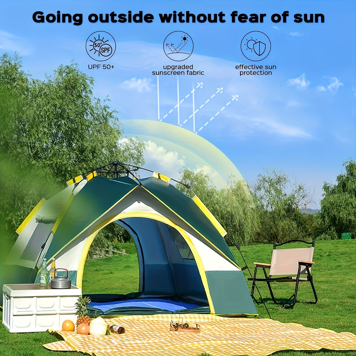 automatic instant setup camping tent 1 3 3 4 person image 4