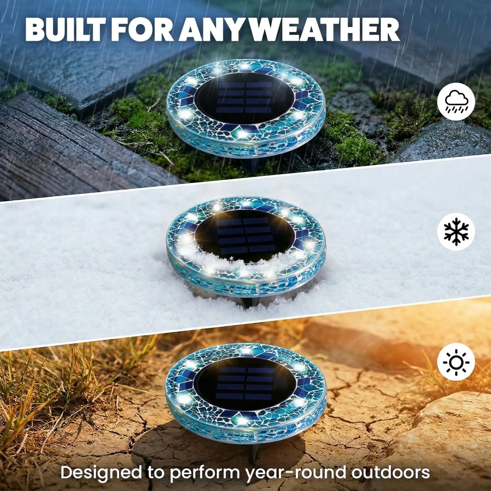 [Solar] Stained Glass Mosaic Disk Lights, Automatic, Wireless, Waterproof, Outdoor Decorative Pathway LED Garden Lights image 7