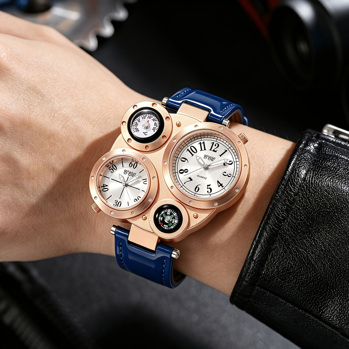 1 mens large dial retro wristwatch image 9