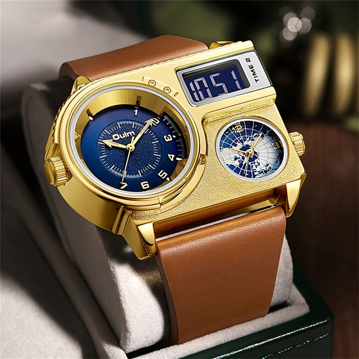 mens watch large dial quartz movement