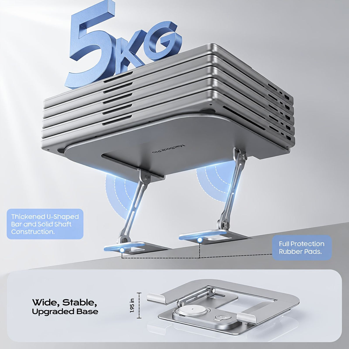 foldable aluminum laptop stand 3 in 1 wireless charging image 7