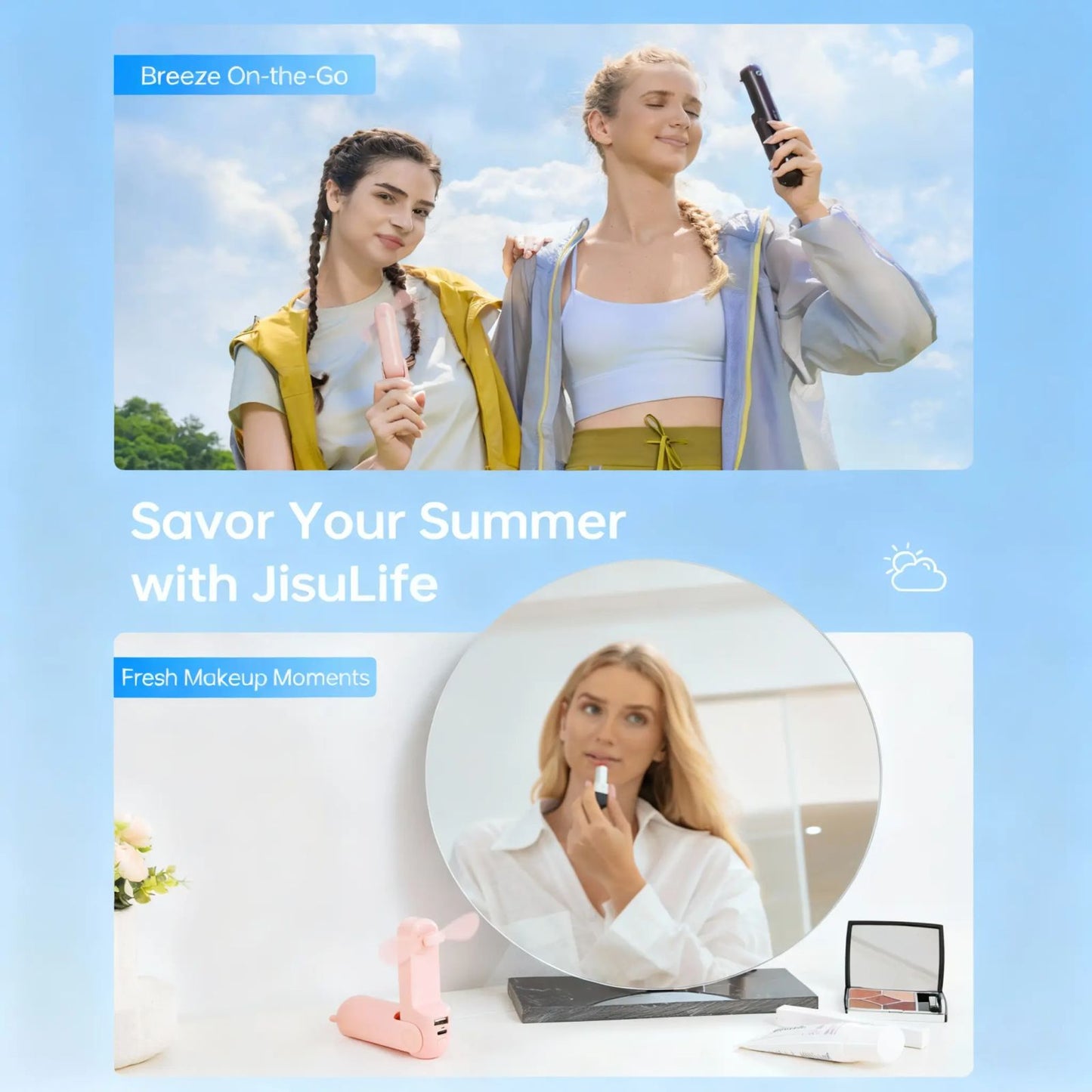 JISULIFE Handheld Mini Portable Fan - 3-in-1 Tech Gadget, Tools and Gadgets with 4500mAh/2000mAh Rechargeable Battery, USB Fan, Power Bank, Flashlight - Father's Day Gifts, Mens Gifts for Travel, Daily Use image 6
