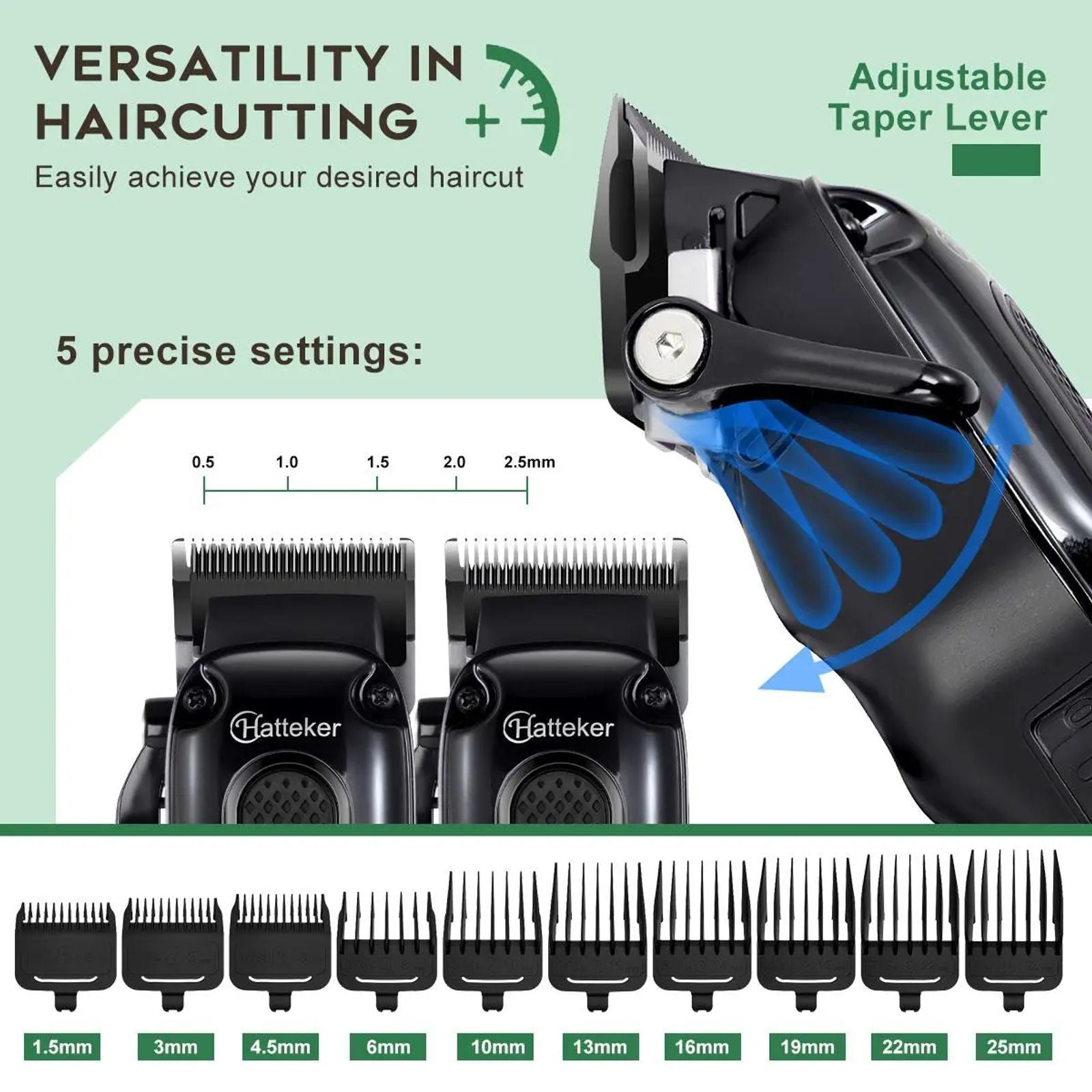 Hatteker Professional Hair Clippers Kit for Men, Cordless Clippers and Trimmers Set, Rechargeable Beard Trimmer,Hair-cutting Kit Barber Clippers for Salon and Home Use，Christmas Gift For Friend image 7