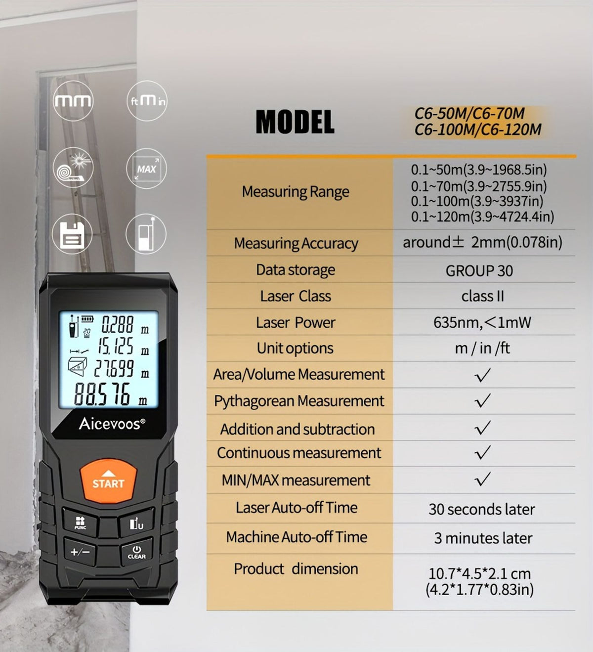 digital laser rangefinder 50m 70m 100m 120m laser image 6