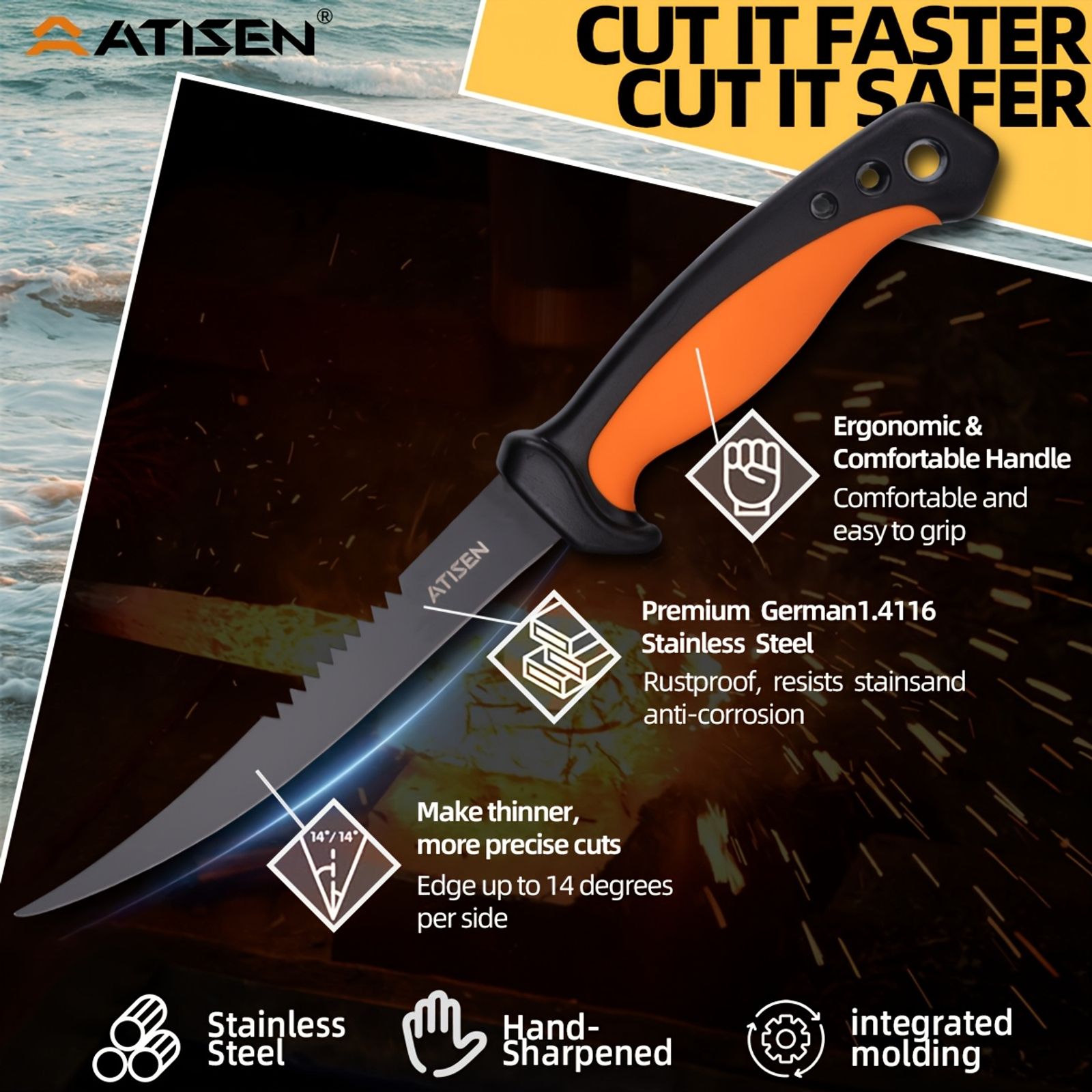 fish knife set bait knife shrimp tongs knife image 4