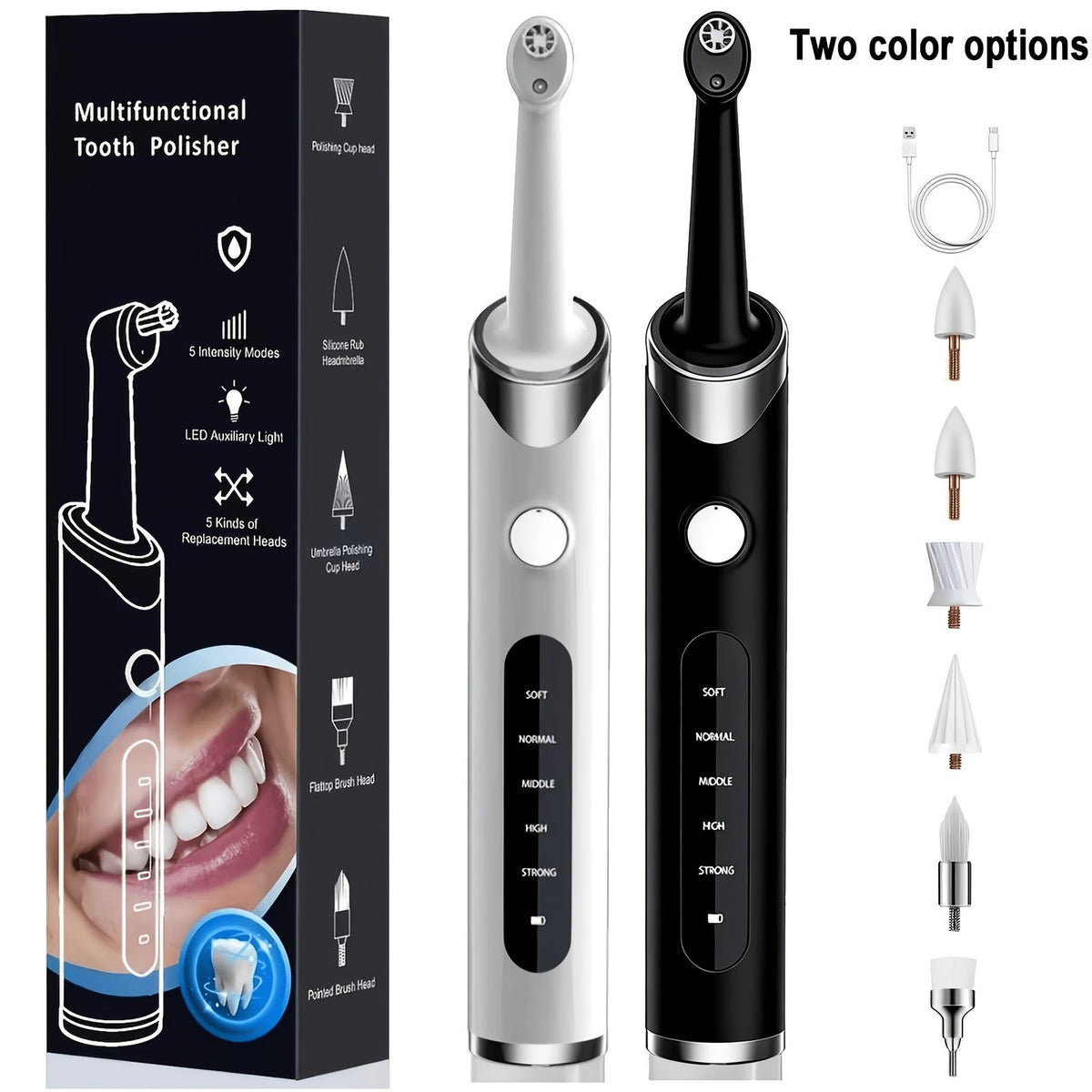 5 replacement brush heads toothbrush set teeth polishing kit