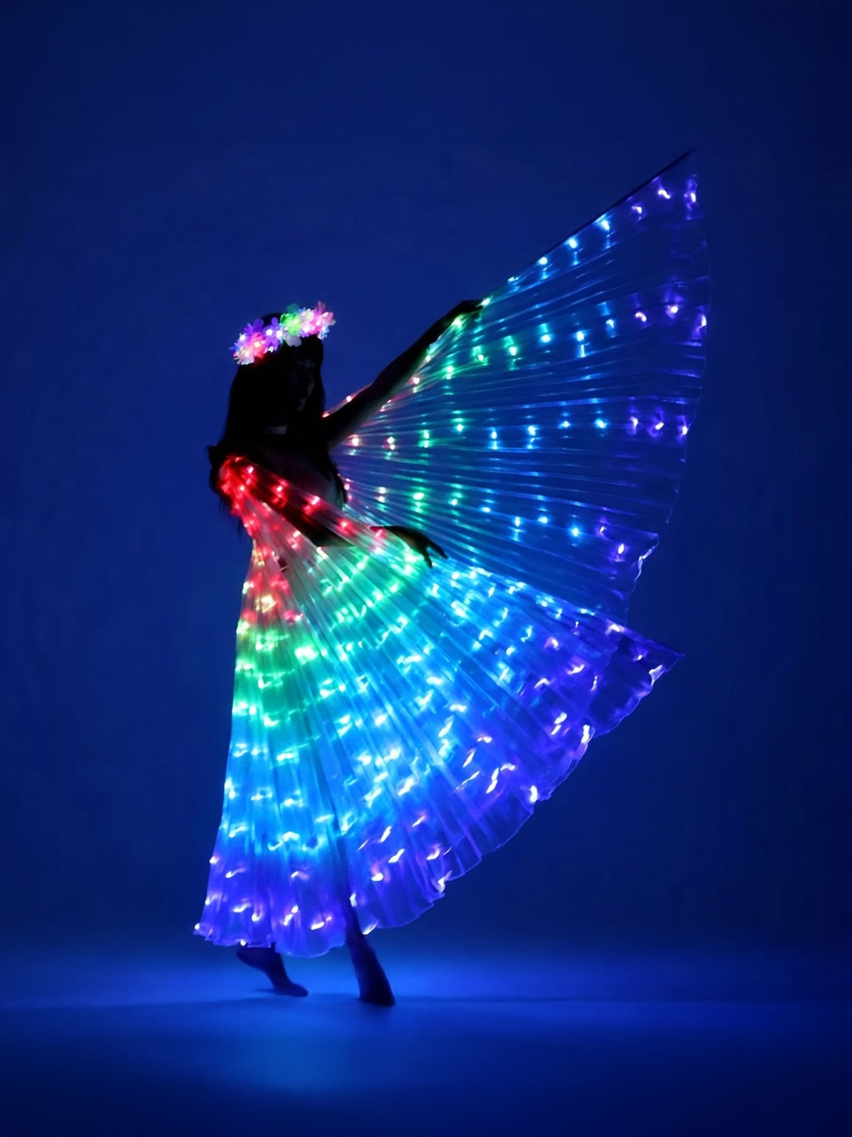 加大码led发光服饰套装——柔韧高亮360°发光翅膀与斗篷，可弯曲灯带适用于圣诞 锐舞 舞蹈及舞台表演 | 加大码及均码 image 4