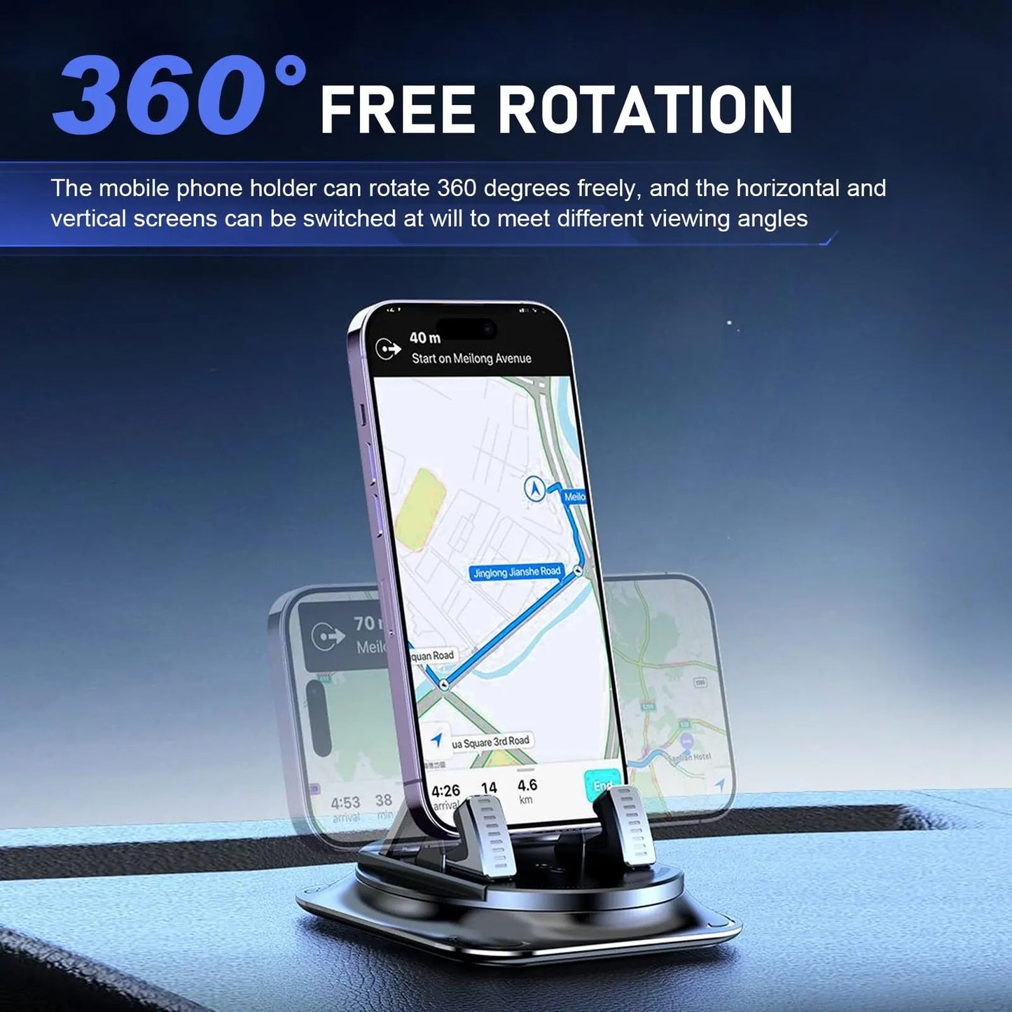 【DealsForYouDays】Car phone holder 360 degree rotation, Ultra-Stable Dashboard Holder for Horizontal & Vertical Navigation, suitablefor car navigation ,Hands-Free Car Accessories Compatible with All Phones image 2