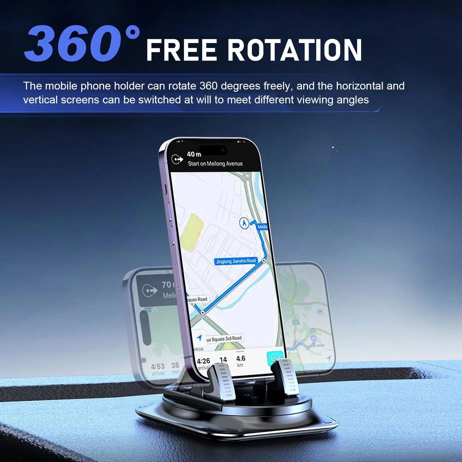 【DealsForYouDays】Car phone holder 360 degree rotation, Ultra-Stable Dashboard Holder for Horizontal & Vertical Navigation, suitablefor car navigation ,Hands-Free Car Accessories Compatible with All Phones image 2